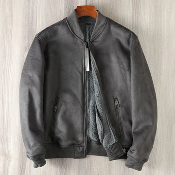 Men's Suede Bomber Jacket